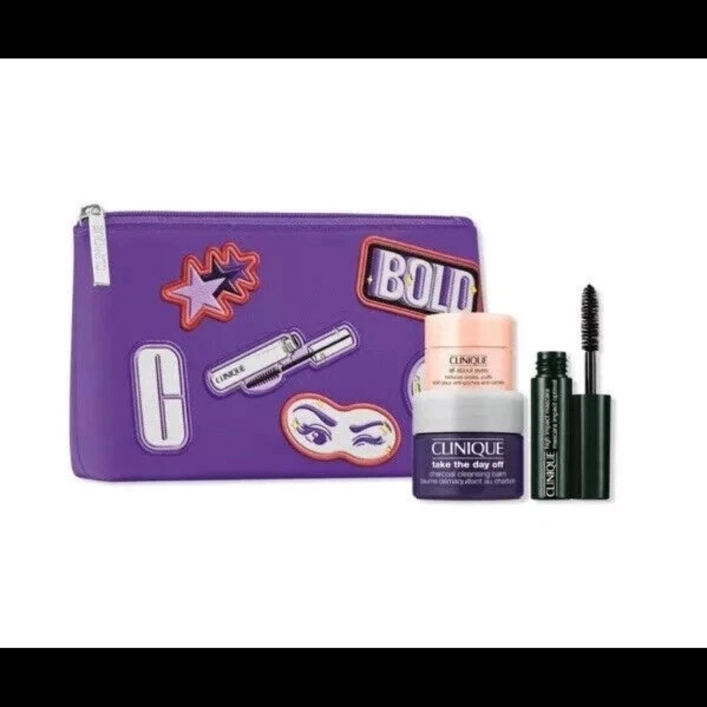 💜Clinique💜 Sample Set with Purple  Makeup Pouch